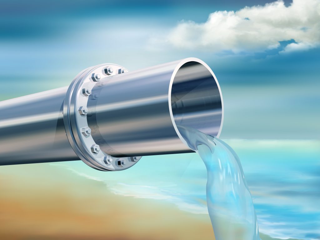 Water flowing out of clean pipe